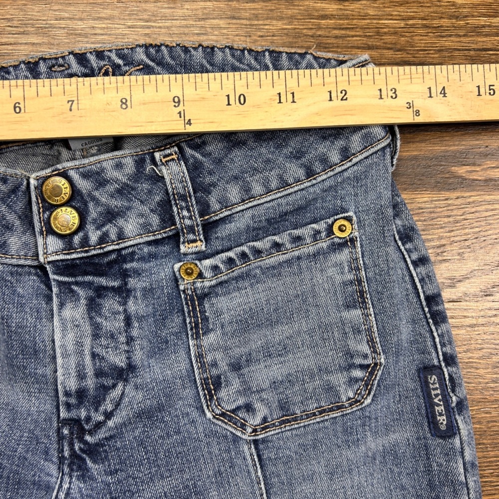 Silver Jeans Co Womens 26 Flare Leg Patch Pocket Medium Wash Denim Blue Jeans - Picture 6 of 11